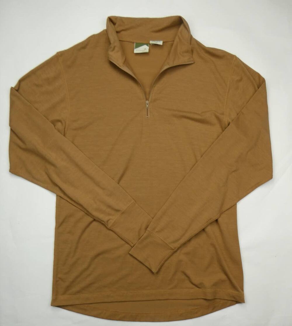 Allegheny Trail men's 1/4 zip Henley shirt, brown, size: large, NEW